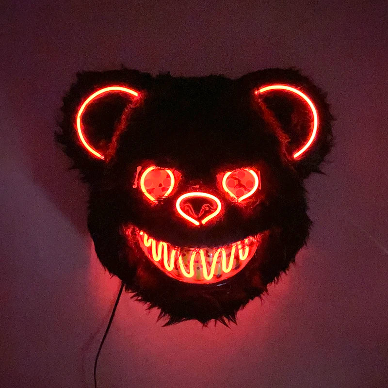 Halloween Light Up Horror Mask Glowing Bloody Bear Killer Mask Flashing Neon Scary Bear Mask for cosplay killer mask Decoration