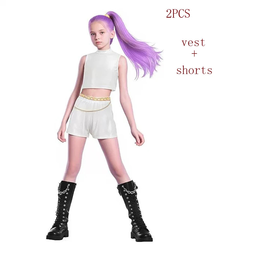 Girls White Golden Zoey Cosplay Girl Group Rumi Kids Costume Mira Outfit Favorite Stage Performance Clothes Halloween Dress Up