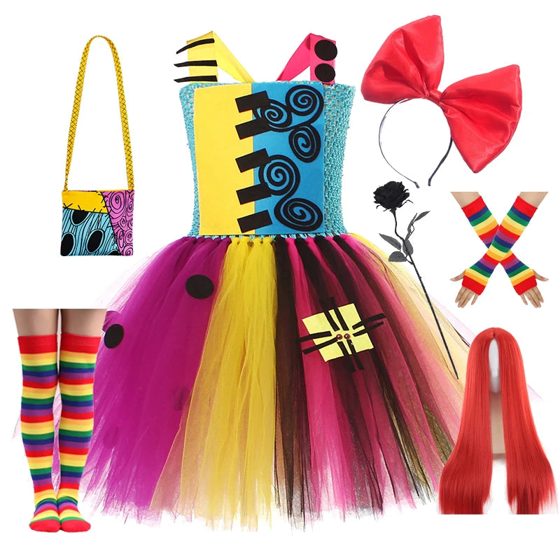 Halloween Christmas Eve Cosplay Dress Horror Fancy Princess Dress Girl Puffy Costume Carnival Party Clothes Gifts for Children