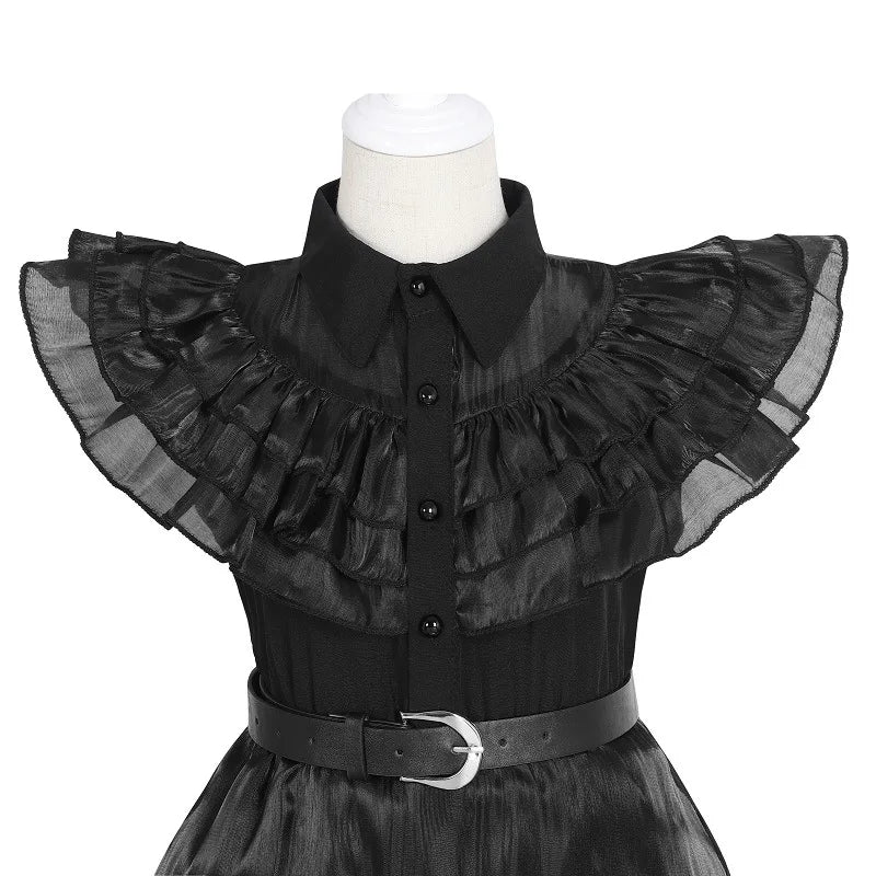 Girls Wednesdays Halloween Cosplay Costume Adams Black Gothic Family Clothes Costume Kids Carnival Fancy Dress Up