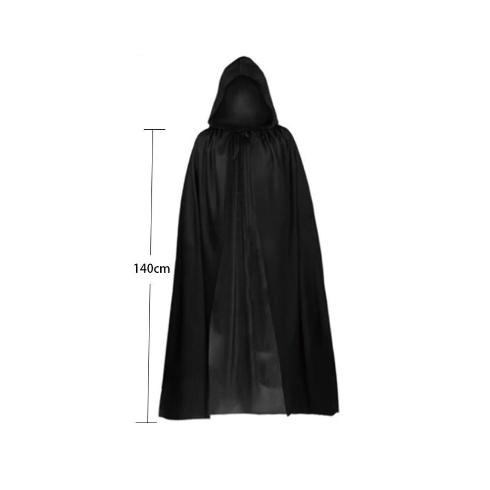 Halloween Grim Reaper black cape cloak set: children's and adult cos Grim Reaper scythe costumes and props