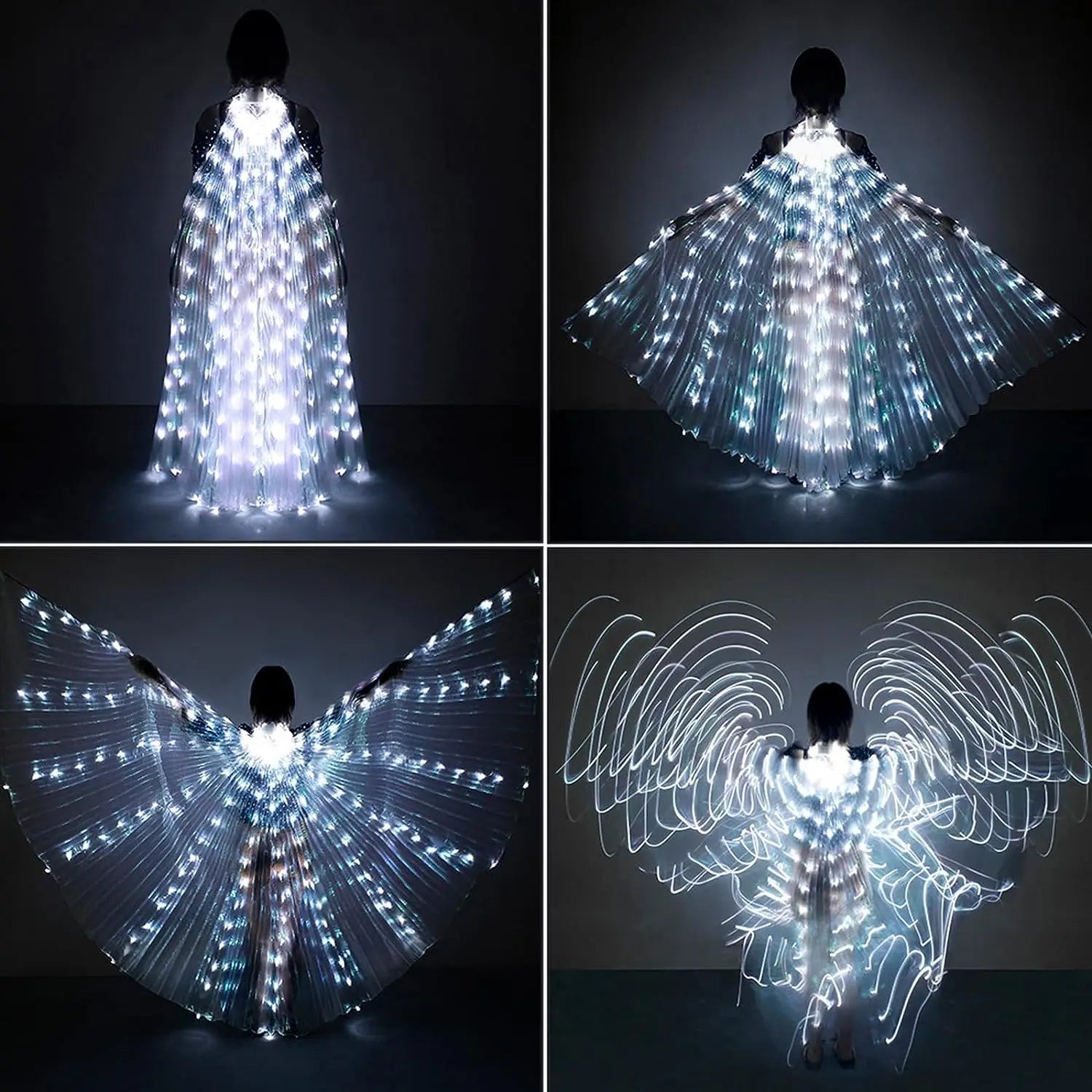 LED Belly Dance Fairy light wings Glowing silk butterfly wings luminous dancing cloak clothes for women girl Performance costume