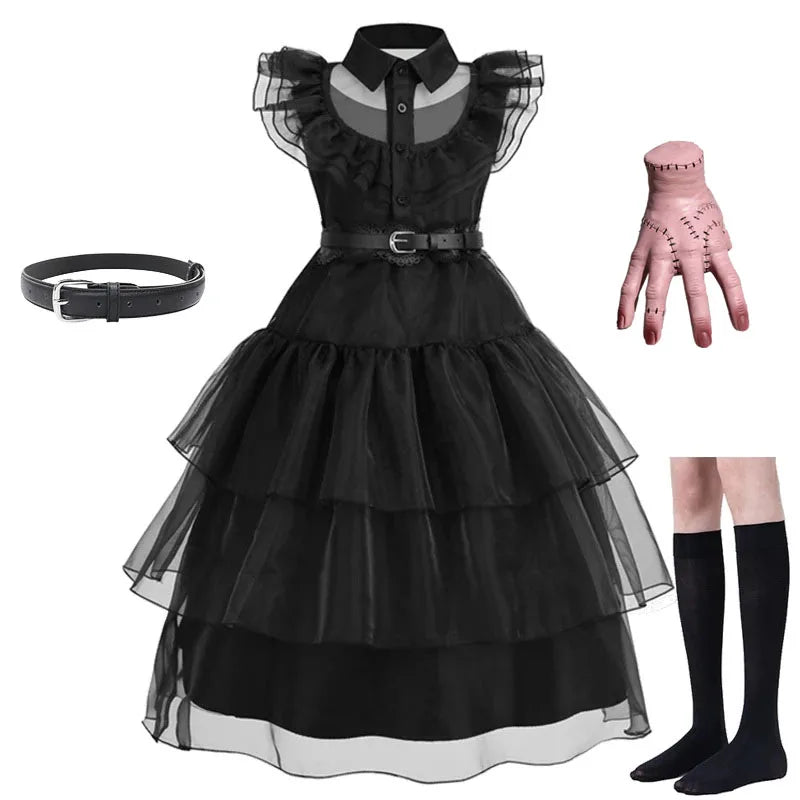 Horror Movie Wed Costume Girls Halloween Black Events Cosplay Dress Children Fashion Gothic Vestido Kids Evening Party Clothes
