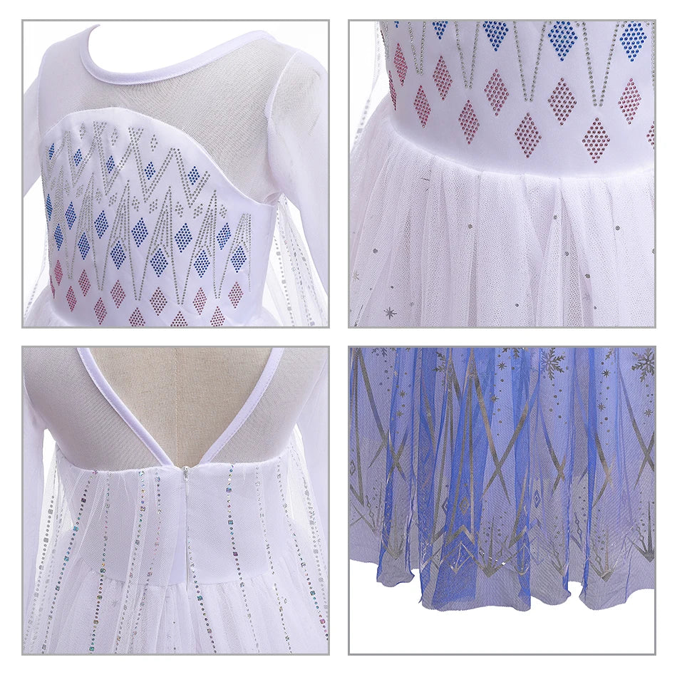 Elsa Girls Dress Frozan Cosplay Costume Princess Dresses Queen Snow Queen Wedding Luxurious With Cloak Carnival Gown Dresses Up