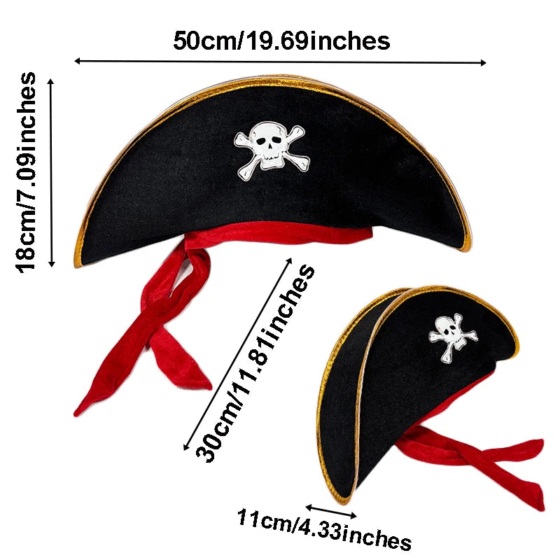 Newstyle Led Captain Hat Halloween Masquerade Pirate Theme Party Cosplay Captain Costumes Accessories Light Up Skull Pattern Hat