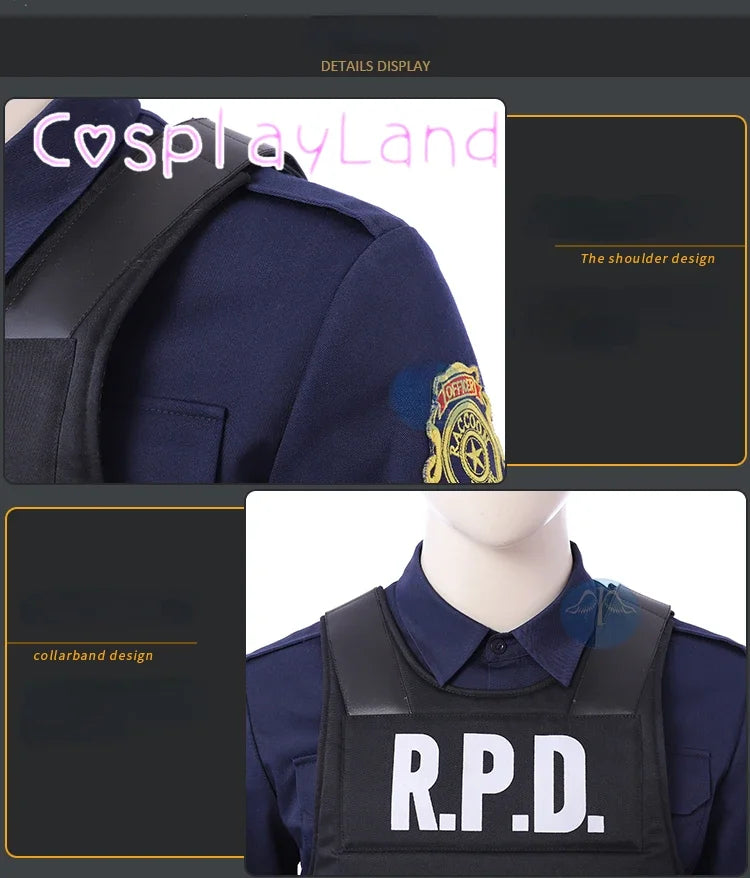 Resident 2 Cosplay Re Leon Scott Kennedy Cosplay Costume with Leon Vest Men Halloween Costumes Masqurade Comic Con Roleplay Suit