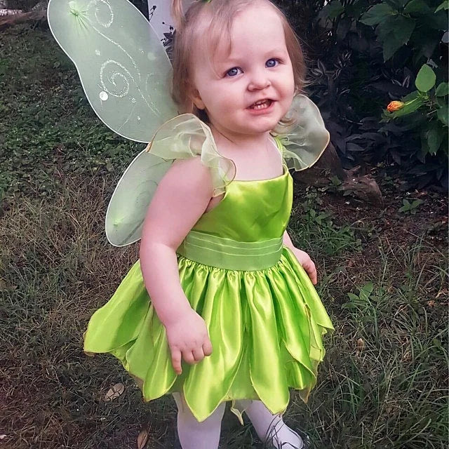 Girls Costume Halloween Costume for Kids Green Fancy Dress Fairy Princess Cosplay Carnival Party