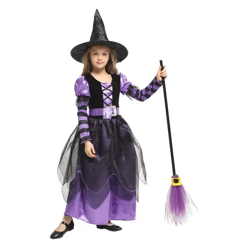 Halloween Vampire Costume for Kids Girls Devil Witch Gothic Ghost Bride Clothes Demon Bride Queen Cosplay Carnival Party Dresses