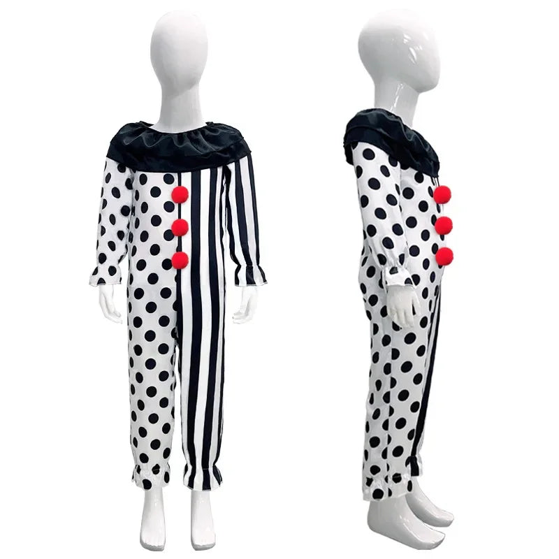 Terrifier Cosplay Costume Children Girls Boys Horror Carnival Party Dress Hat Mask Killer Clowns Jumpsuit for Halloween Costumes