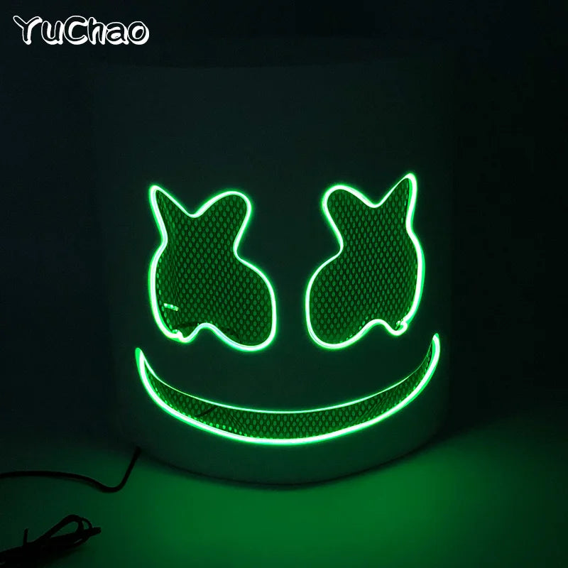 Led Light Up Mask and Gloves DJ Marshmello Head Helmet Light Up Cosplay Head Cover for Men Women Music Festival Halloween props