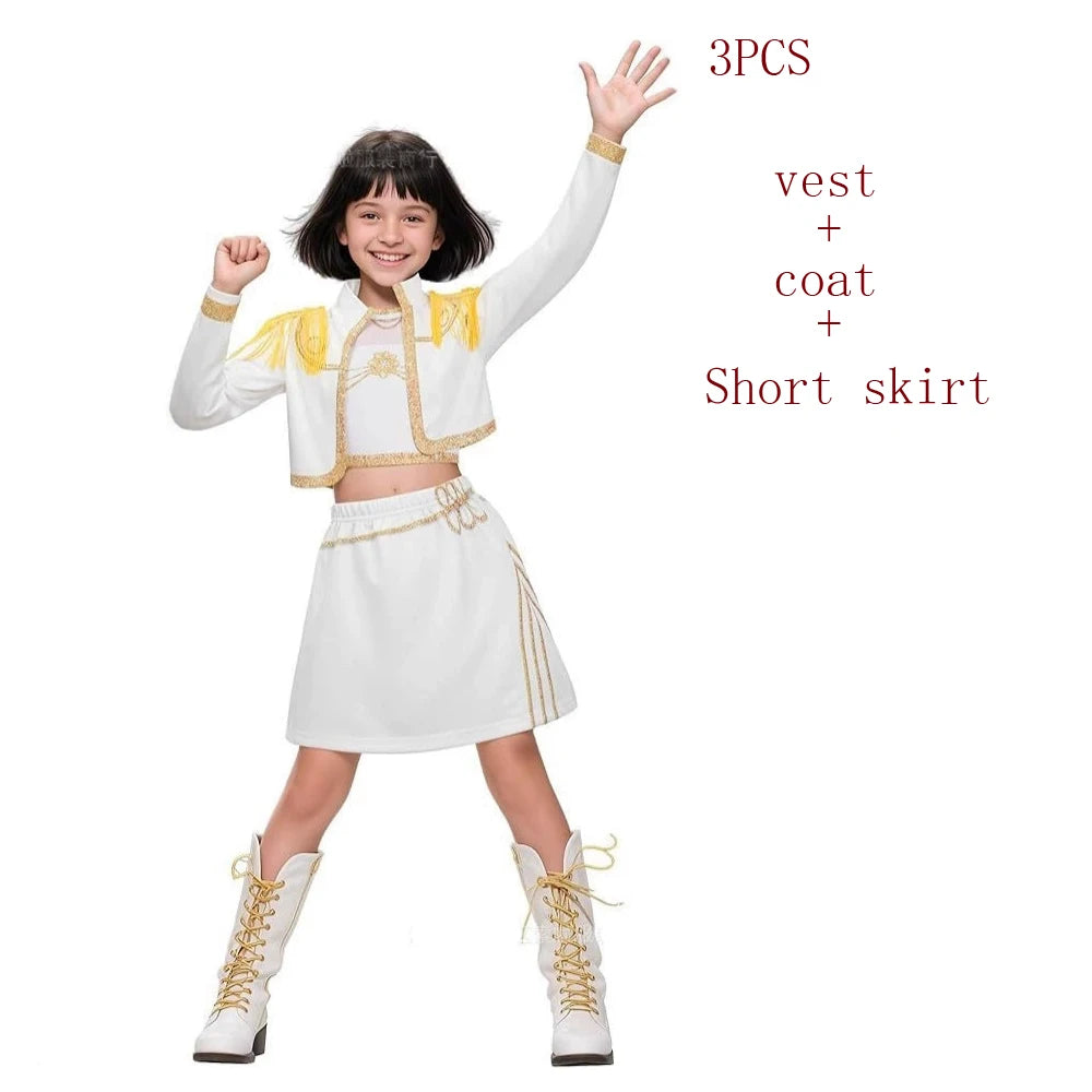 Girls White Golden Zoey Cosplay Girl Group Rumi Kids Costume Mira Outfit Favorite Stage Performance Clothes Halloween Dress Up