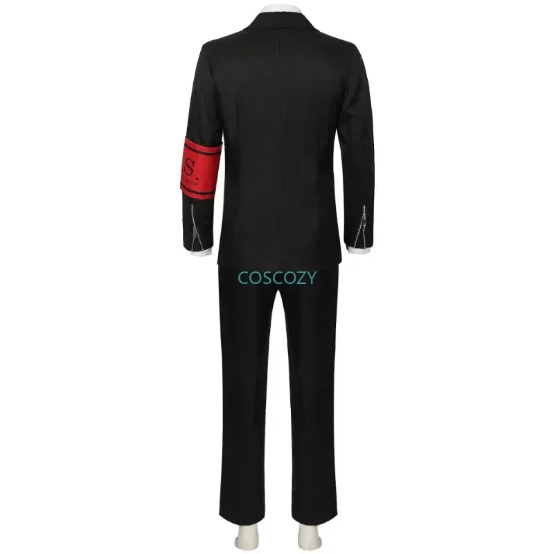New Game P3 Makoto Yuki Cosplay Costume Wig Gekkoukan High School Uniform Embroidery Black Suit Pants Shirt Daily Wearing Gifts