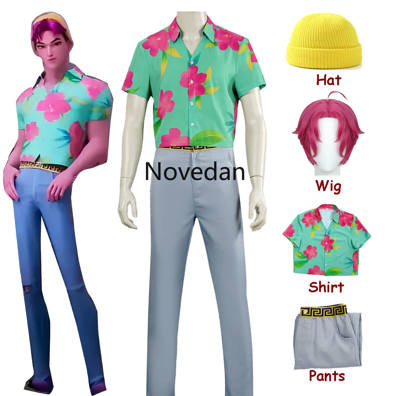 Demon Hunters Saja Boys Abby Cosplay Costume Wig Hat T Shirt TShirt Pants Men Kids Roleplay Outfit Halloween Carnival Suit