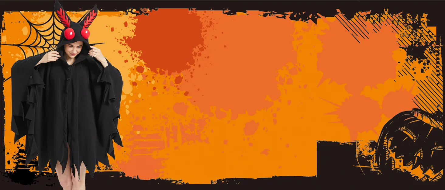 Unisex Mothman Costume, Mothman Cosplay Hooded Christmas Costumes Party Cape, Halloween Costumes Party Dress Up