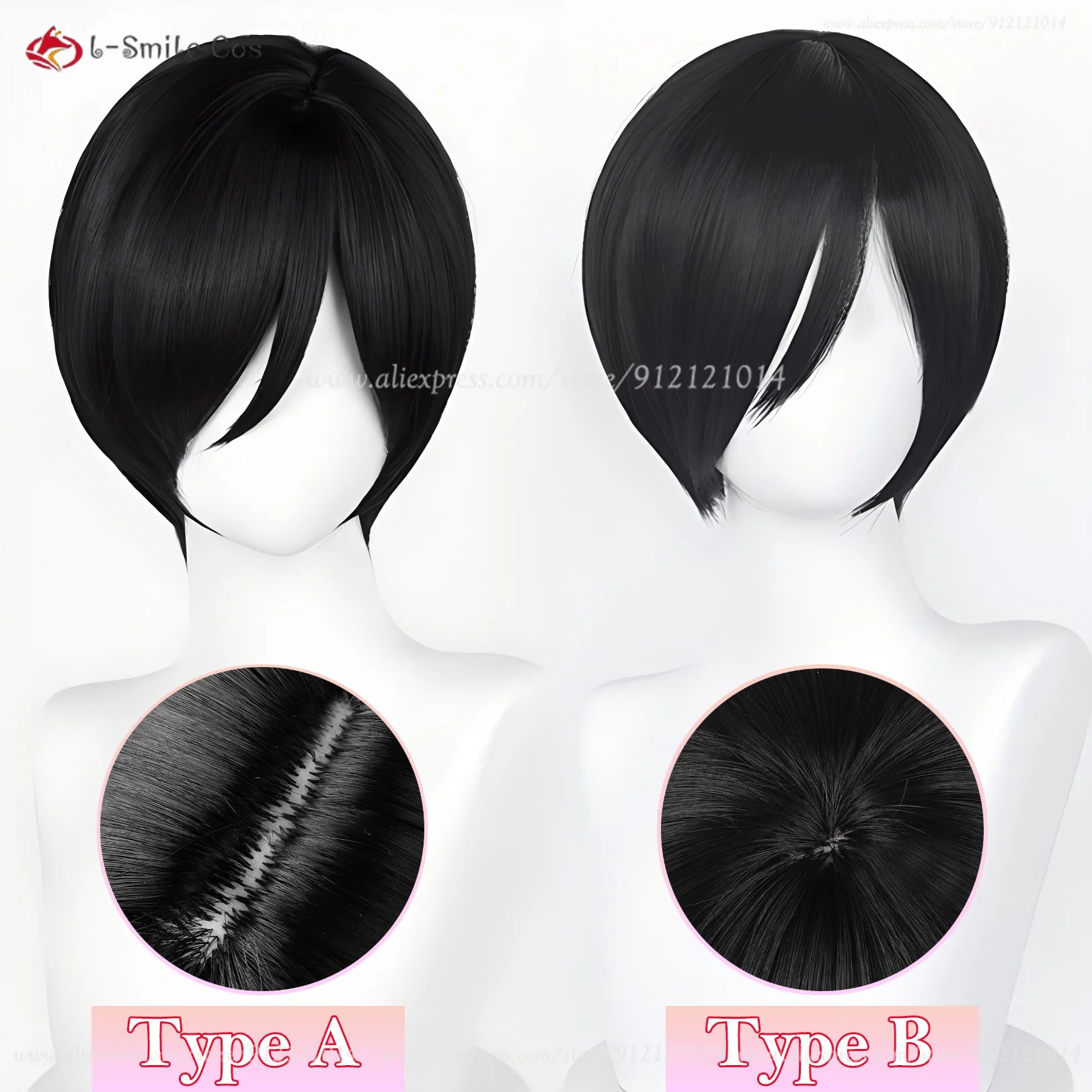 Anime Ada Wong Cosplay Wig Ada Wong Wigs Cosplay 32cm Short Black Heat Resistant Synthetic Hair Woman Party Role Wigs + Wig Cap