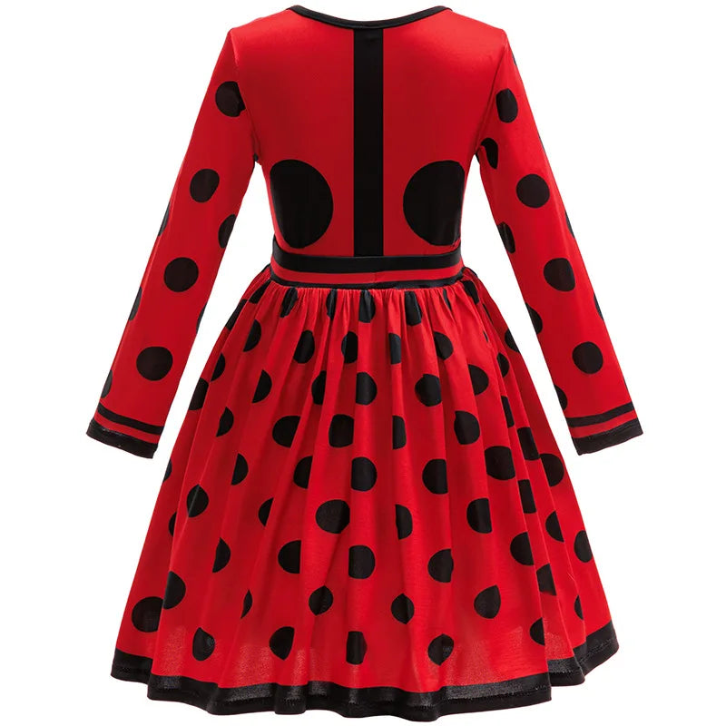 Halloween Costume Girl Ladybug Cosplay Dress Kid Marinette Red Dot Frocks Purim Cartoon Fancy Disguise Sets Child Birthday Gift