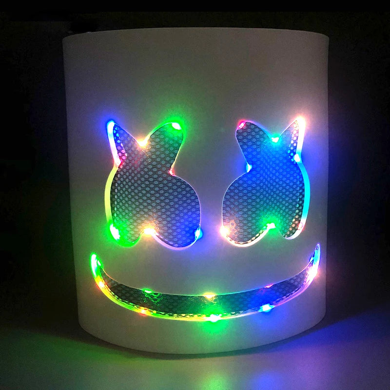 Led Light Up Mask and Gloves DJ Marshmello Head Helmet Light Up Cosplay Head Cover for Men Women Music Festival Halloween props
