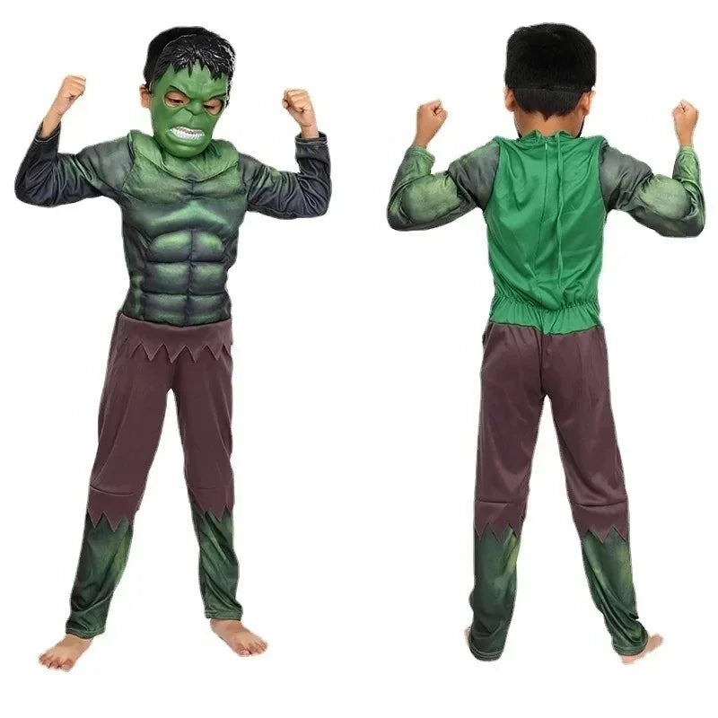 Superhero Hulk Cosplay Muscle Costume Mask Fist Plush Gloves Child Boys Halloween Christmas Clothes MN1