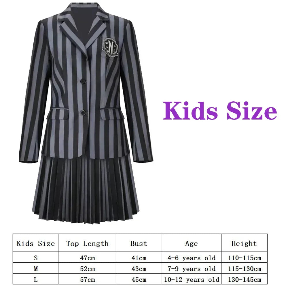 Addams Family Halloween Costume Girls Wednesday Jenna Ortega Nevermore Academy Uniform Suit Birthday Dresses Party For Women