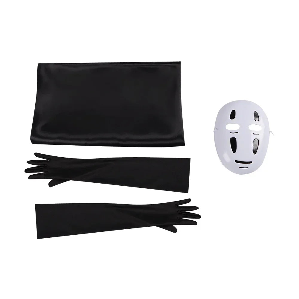 Japanese No Face Man Cosplay Costume Unisex Halloween Anime Carnival Party Adult Clothing Including Ghost Mask Gloves Comic Con