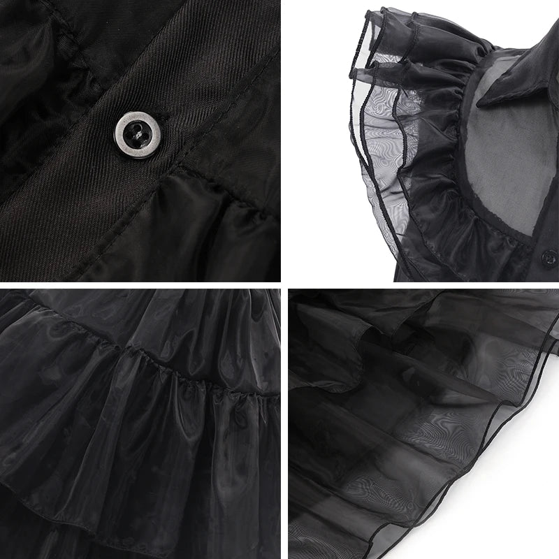 Horror Movie Wed Costume Girls Halloween Black Events Cosplay Dress Children Fashion Gothic Vestido Kids Evening Party Clothes