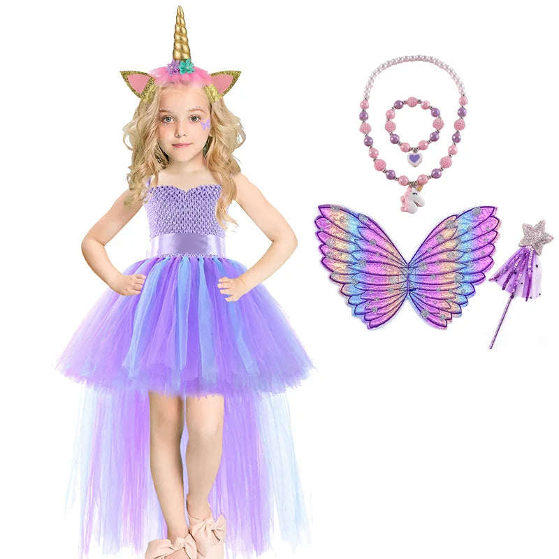 Halloween Witch Princess Dress Birthday Party Cosplay Angel Jumpsuit Children Mesh Tutu Pink Lace Sling vampire Costume for Girl
