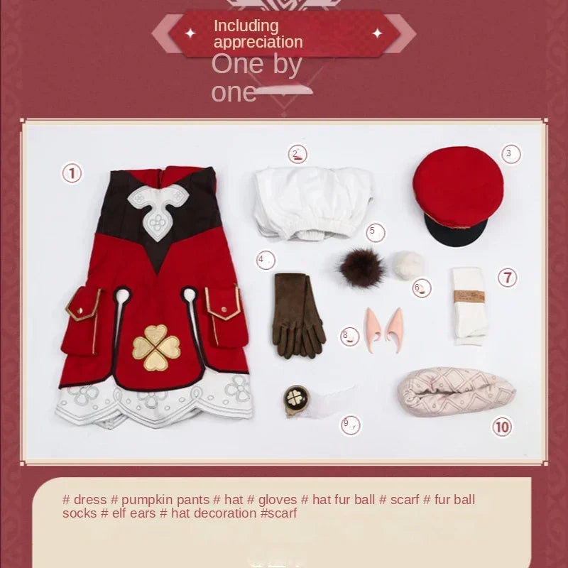 Klee Cosplay Anime Game Genshin Impact  Klee Spark Knight Cute Uniform Playfulness Outfit Dress Cosplay Costume Halloween