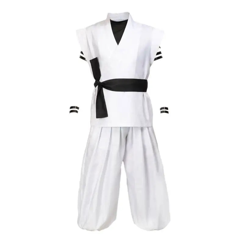 DAZCOS Ryomen Sukuna Costume White Kung Fu Suit with Tattoo Stickers Ryomen Sukuna as Megumi Showdown Cosplay Costume Full Set