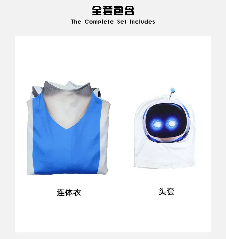 Children Adult Astro Bot Game Cosplay Costume Funny  Adult Astro Bot Jumpsuit Headwear Costume Carnival Costume Party Dress Up