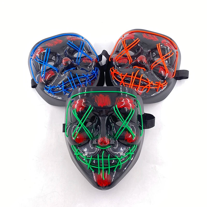 Multi Style Glowing LED Purge Mask Professional Wireless Luminous Party Mask Flashing Decorative Headgear Masker For Halloween