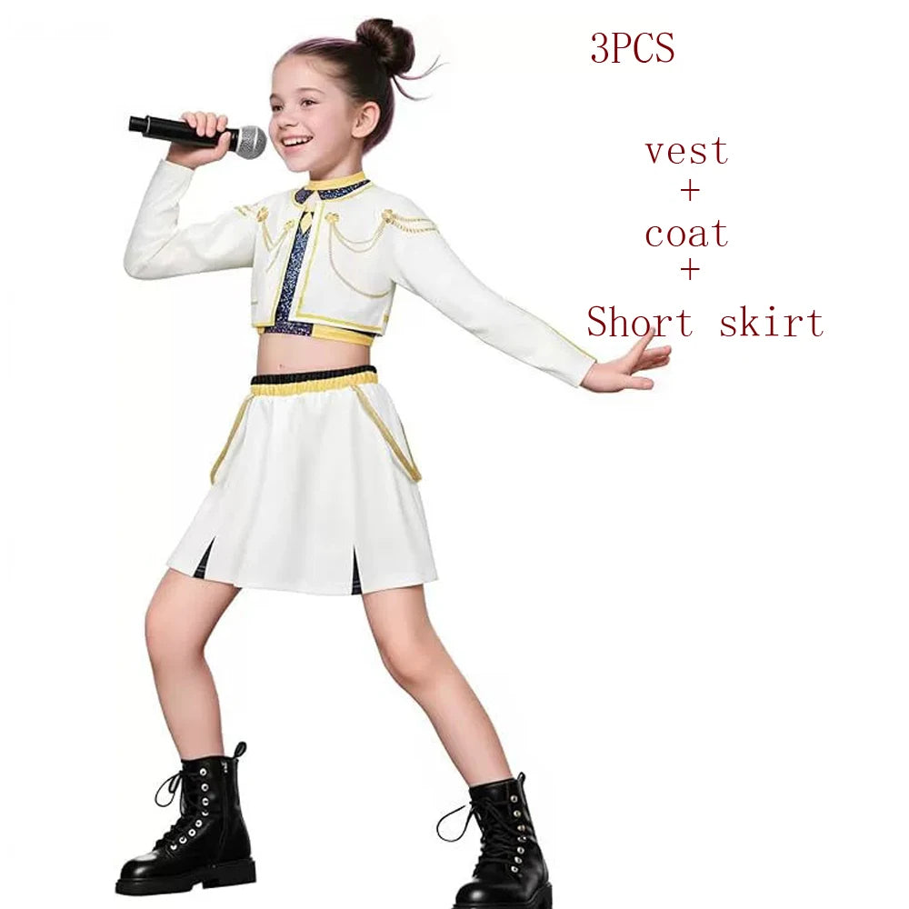 Girls White Golden Zoey Cosplay Girl Group Rumi Kids Costume Mira Outfit Favorite Stage Performance Clothes Halloween Dress Up