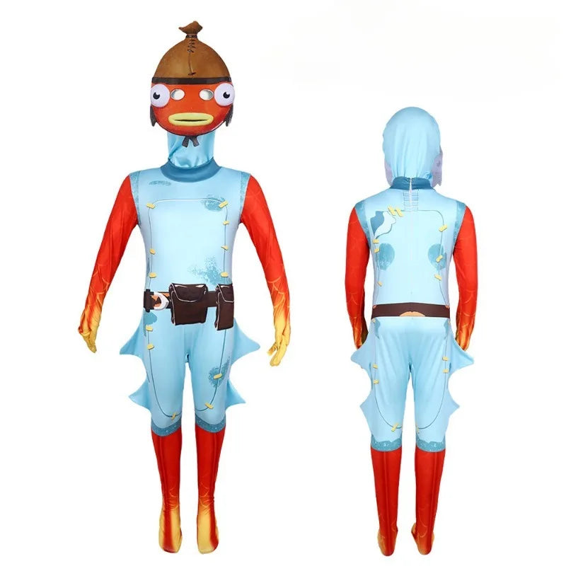Game Skin Outfit Fortnites Cosplay Jumpsuit Fishstick Omega Knightfall Role Play Clothes Fancy Suit Hat for Carnival Party