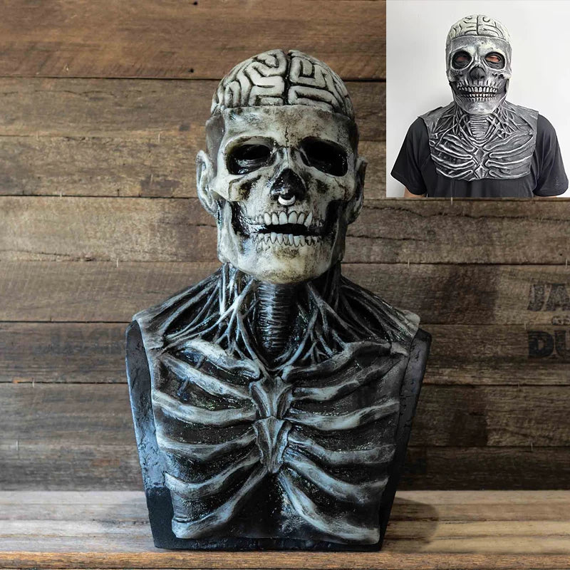 Halloween Scary Skull Mask Halloween Party Carnival Cosplay Prop Novelty Realistic Skull Latex Mask Evil Red Skull Headgear