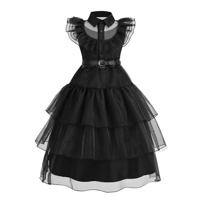 Horror Movie Wed Costume Girls Halloween Black Events Cosplay Dress Children Fashion Gothic Vestido Kids Evening Party Clothes