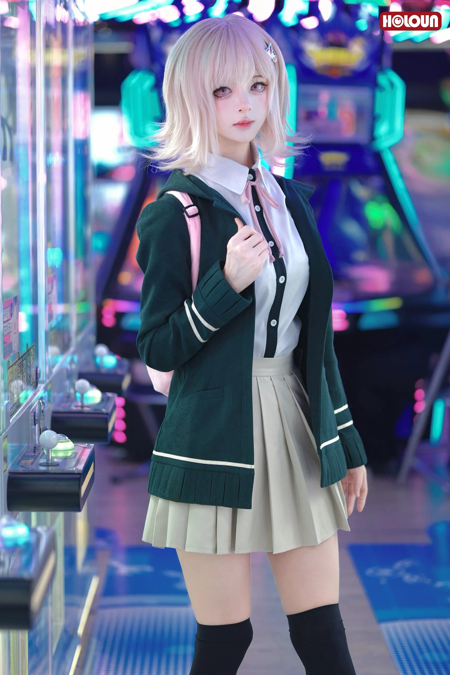 HOLOUN Danganronpa Game Trigger Happy Havoc Nanami ChiaKi Cosplay Costume Coat Shirt Skirt Hair Clip School Uniform Cos