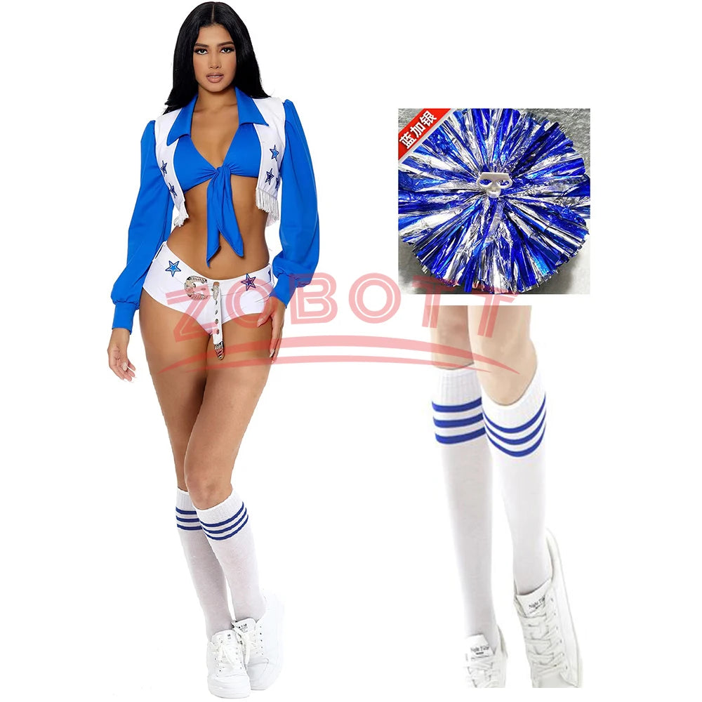 Sexy High School Gymnastics Sports Meeting Dallas Cowgirl Cheerleading Fancy Dress Halloween Party Racer Cheerleader Cosplay Cos