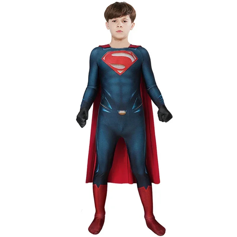 Superman Cosplay Costume Bodysuit Super Hero Jumpsuit Halloween Carnival Party Outfits Stage Performance Hero for Boys Oufits