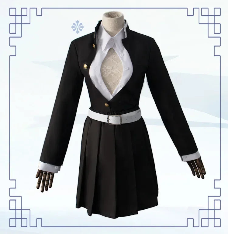 Kanroji Mitsuri Cosplay Costume Wig Anime Japanese Kimono Coat Top Skirts Stockings Halloween Party Outfits Women Girls Full Set