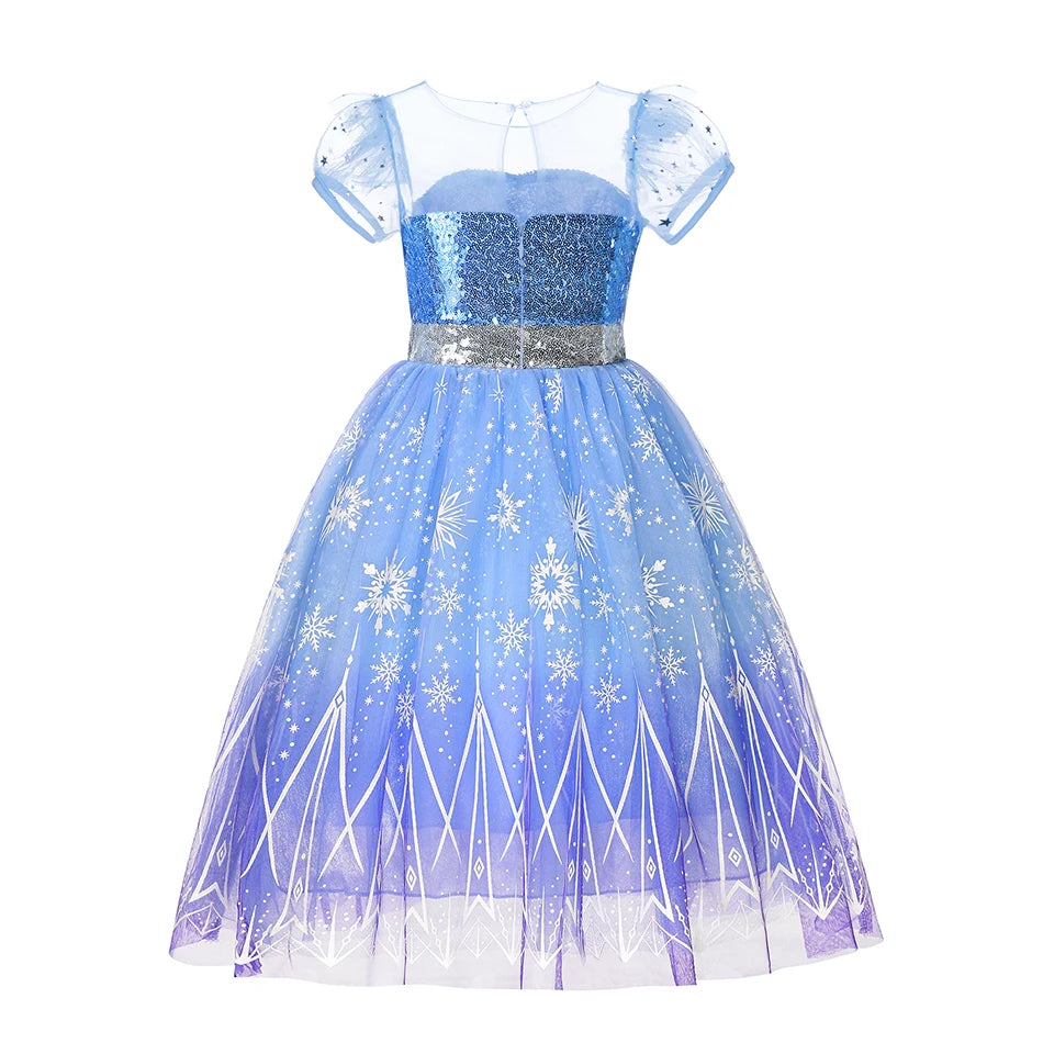 Elsa Girls Dress Frozan Cosplay Costume Princess Dresses Queen Snow Queen Wedding Luxurious With Cloak Carnival Gown Dresses Up