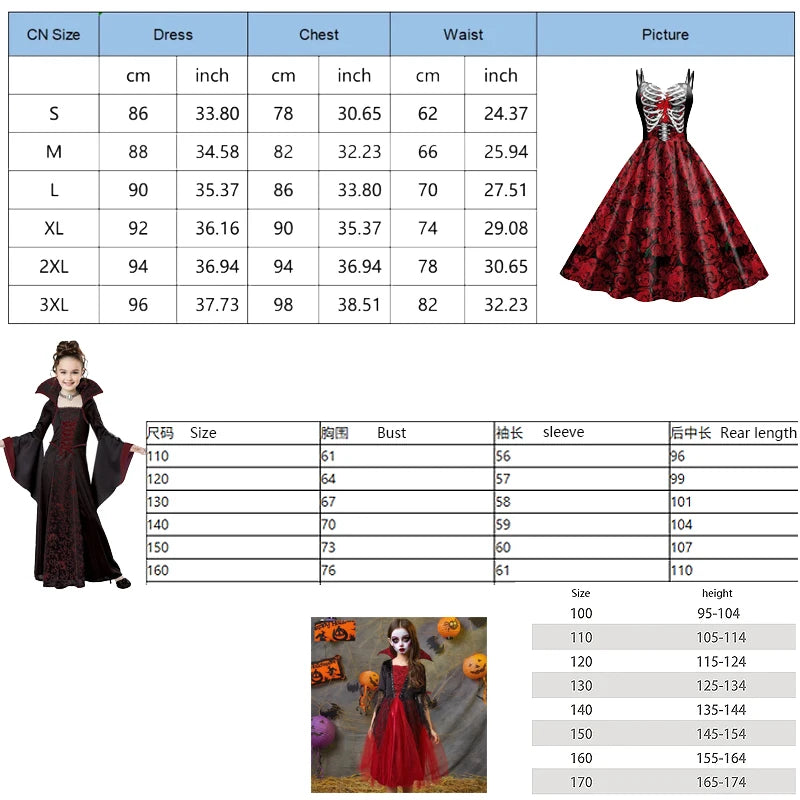 Halloween Costume for Kids Fantasy Vampire Costume Girls Long Tutu Dress Ghost Bride Cosplay Costume Carnival Party Clothes