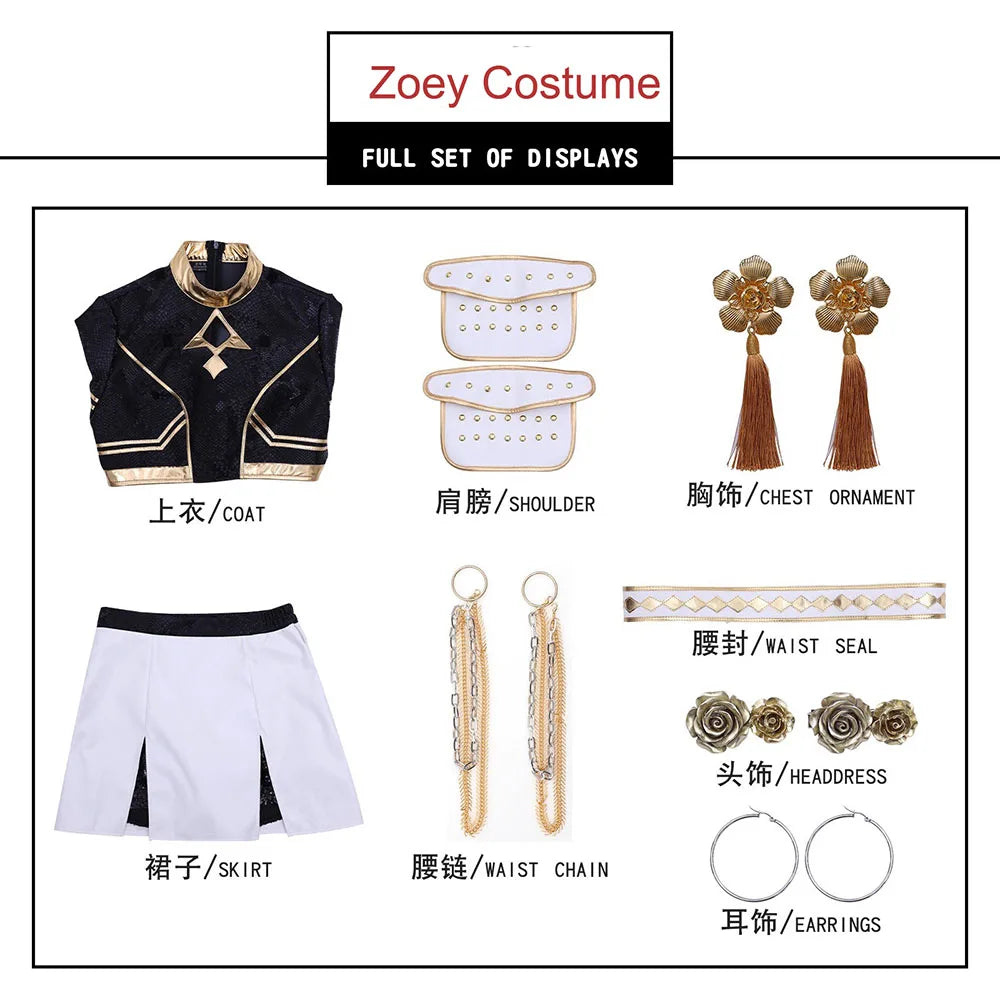 Rumi Zoey Mira Cosplay Clothes KPop Demon Hunters Cosplay Costume Black Golden Suit Halloween Huntrix Role Playing Outfit