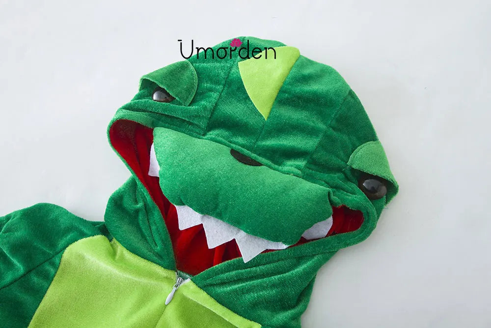 Cute Dinosaur Kugurumi Costume Cosplay Boys 2-4T 4-8Y Green Black Kindergarten School Party Game Role Play Suit Umorden