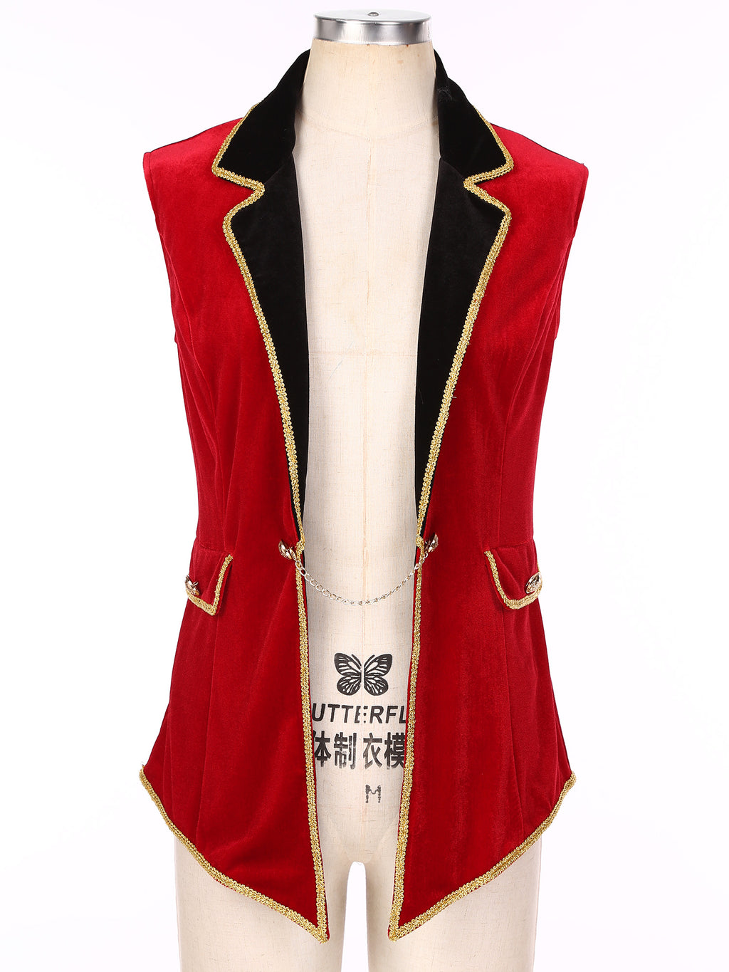 Womens Circus Ringmaster Costumes Halloween Showman Cosplay Tailcoat Lapel Vest Jacket Ringleader Lion Tamer Velvet Waistcoat