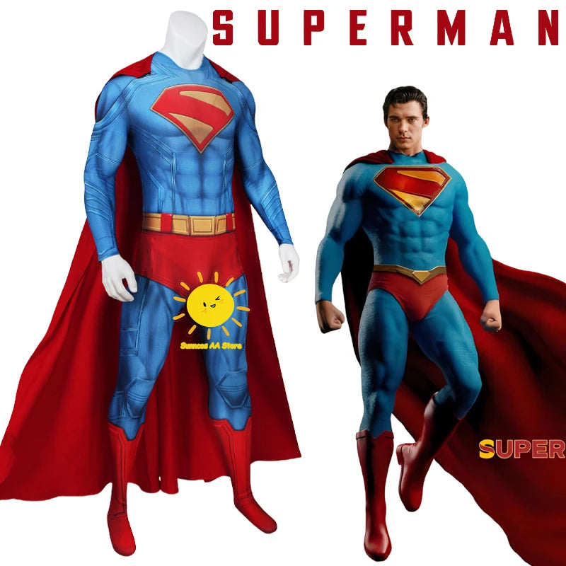 BEAST KINGDOM Superman 2025 Cosplay Kal-El Cosplay Costume An Inheritance Skintight Jumpsuit Cloak Movie Halloween Cos Adult Men