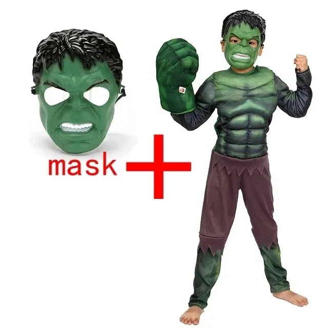 Superhero Hulk Cosplay Muscle Costume Mask Fist Plush Gloves Child Boys Halloween Christmas Clothes MN1