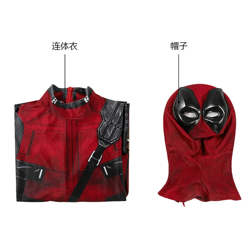 Deadpool Costume Kids Superhero Deadpool Child Cosplay Costume Swords Kids Jumpsuit Deadpool Costume For Children Halloween Suit