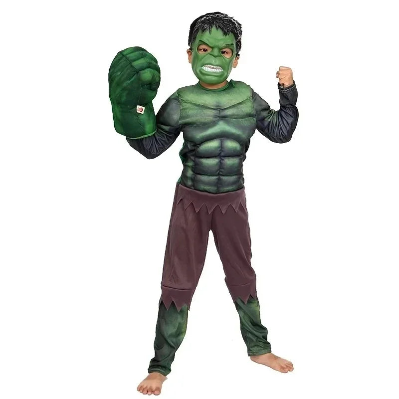 Superhero Hulk Cosplay Muscle Costume Mask Fist Plush Gloves Child Boys Halloween Christmas Clothes MN1