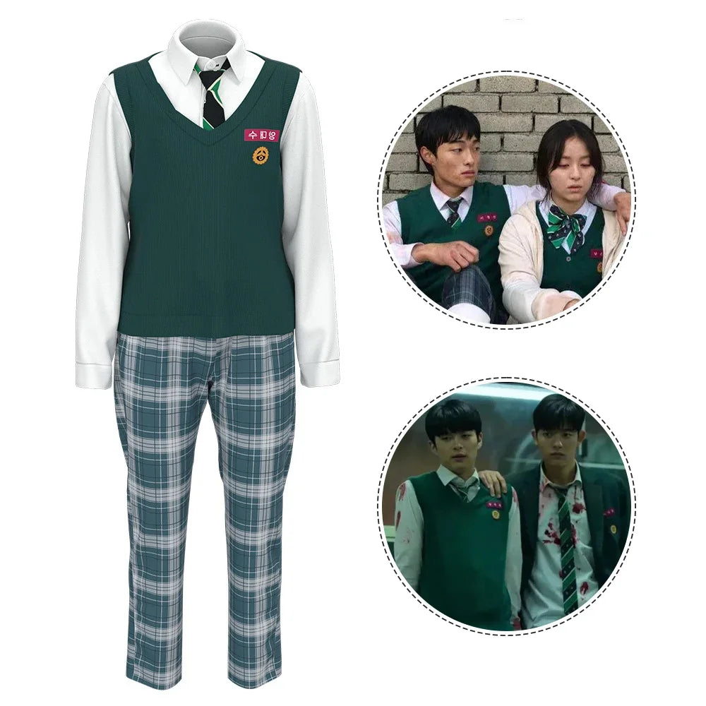 All of Us Are Dead Cosplay 지금 우리 학교는 Sweatshirt Men Casual Zip Up Uniform Jacket Coat Pants Print Joggers Trousers