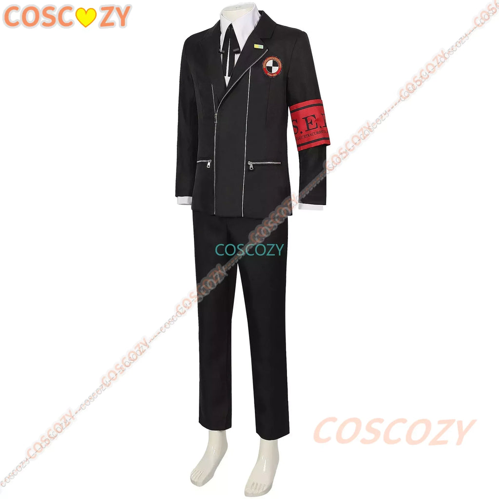 New Game P3 Makoto Yuki Cosplay Costume Wig Gekkoukan High School Uniform Embroidery Black Suit Pants Shirt Daily Wearing Gifts