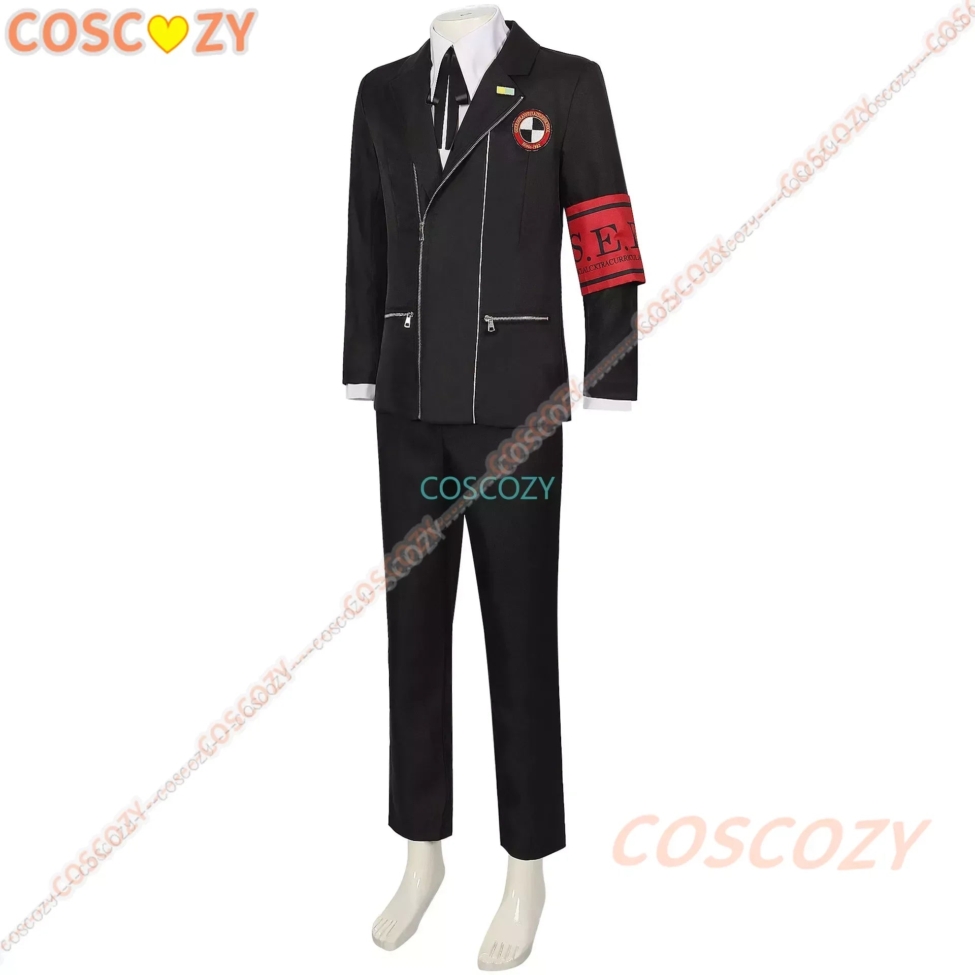 New Game P3 Makoto Yuki Cosplay Costume Wig Gekkoukan High School Uniform Embroidery Black Suit Pants Shirt Daily Wearing Gifts